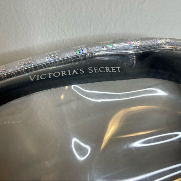 Victoria Secret Signature Stripe Sequin Travel Make Up Bag Clear Bag - Picture 6 of 7
